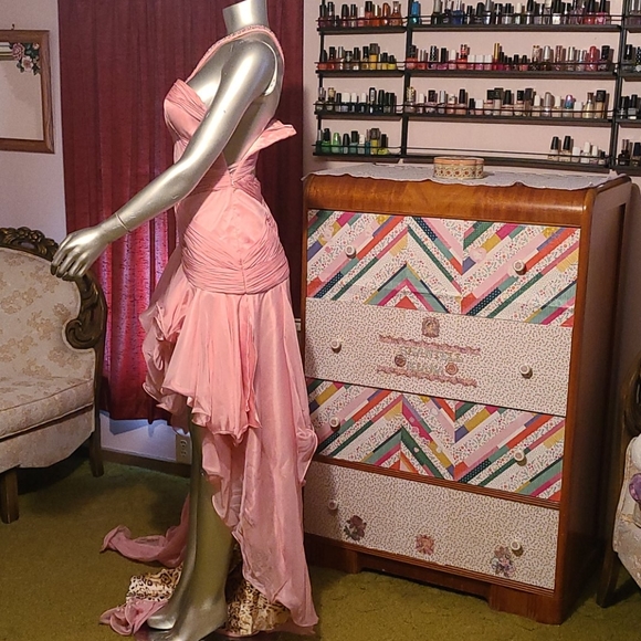 Dave & Johnny gown prom dress pink ruffles girly cheetah leopard animal print - Picture 8 of 17